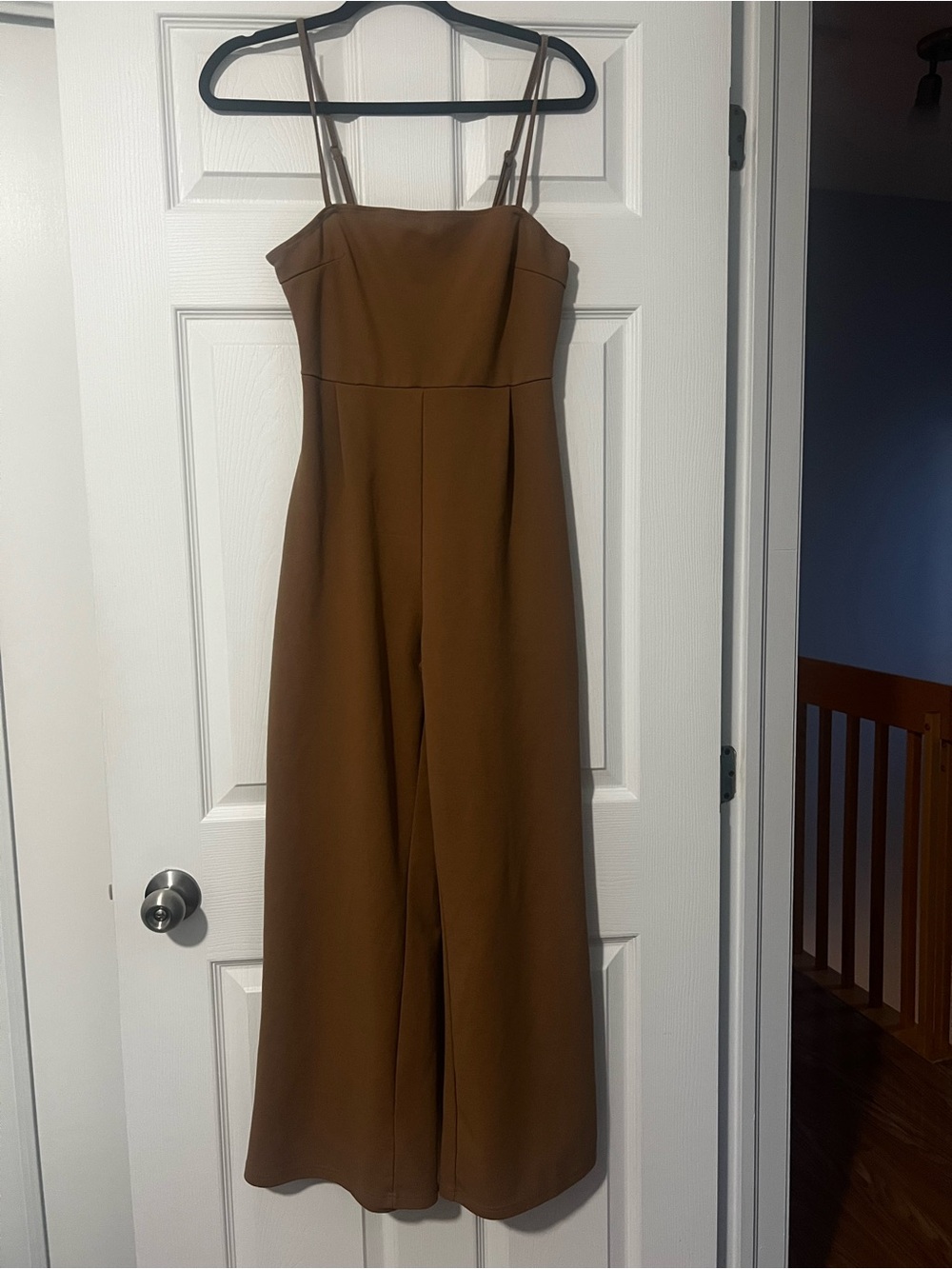 Women’s Brown Wide-Leg Spaghetti Strap Jumpsuit